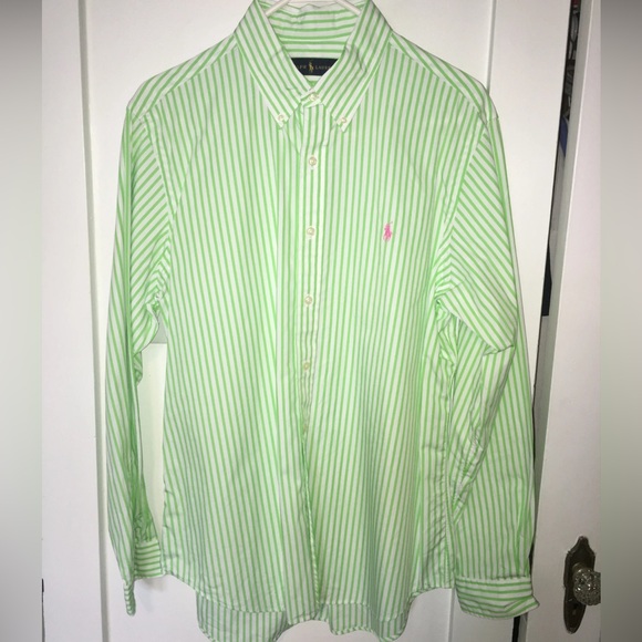 Ralph Lauren Other - Ralph Lauren Polo Green/White Stripe Shirt